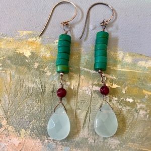 Turquoise, Garnet, Quartz Southwest Earrings $42.00